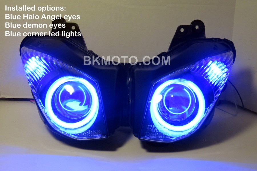 LED Angel Eyes HID Demon Light For Kawasaki Projector ZX-10R ZX10R 08-10 