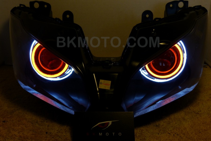 2.75" LED Projector Headlight Angel/Devil Eye  For Kawasaki Ninja ZX10R ZX11